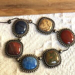 VTG‎ Stone Cabochon Bracelet Stations For Upcycling Supplies Repair Silver-Tone